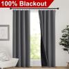 imageNICETOWN Full Shade Curtain Panels Pair of Energy Smart Rod Pocket Blackout Drapes for Guest Room Window Thermal Insulated Guest Room Lined Window DressingSilver Grey 52 x 72 inchGrey