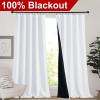 imageNICETOWN Full Shade Curtain Panels Pair of Energy Smart Rod Pocket Blackout Drapes for Guest Room Window Thermal Insulated Guest Room Lined Window DressingSilver Grey 52 x 72 inchPure White