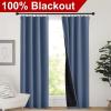imageNICETOWN Full Shade Curtain Panels Pair of Energy Smart Rod Pocket Blackout Drapes for Guest Room Window Thermal Insulated Guest Room Lined Window DressingSilver Grey 52 x 72 inchStone Blue