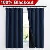 imageNICETOWN Full Shade Curtain Panels Pair of Energy Smart Rod Pocket Blackout Drapes for Guest Room Window Thermal Insulated Guest Room Lined Window DressingSilver Grey 52 x 72 inchNavy