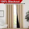 imageNICETOWN Full Shade Curtain Panels Pair of Energy Smart Rod Pocket Blackout Drapes for Guest Room Window Thermal Insulated Guest Room Lined Window DressingSilver Grey 52 x 72 inchBiscotti Beige