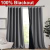 imageNICETOWN Full Shade Curtain Panels Pair of Energy Smart Rod Pocket Blackout Drapes for Guest Room Window Thermal Insulated Guest Room Lined Window DressingSilver Grey 52 x 72 inchGrey