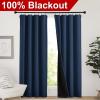 imageNICETOWN Full Shade Curtain Panels Pair of Energy Smart Rod Pocket Blackout Drapes for Guest Room Window Thermal Insulated Guest Room Lined Window DressingSilver Grey 52 x 72 inchNavy Blue