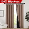imageNICETOWN Full Shade Curtain Panels Pair of Energy Smart Rod Pocket Blackout Drapes for Guest Room Window Thermal Insulated Guest Room Lined Window DressingSilver Grey 52 x 72 inchCappuccino