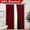 imageNICETOWN Full Shade Curtain Panels Pair of Energy Smart Rod Pocket Blackout Drapes for Guest Room Window Thermal Insulated Guest Room Lined Window DressingSilver Grey 52 x 72 inchBurgundy Red