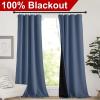imageNICETOWN Full Shade Curtain Panels Pair of Energy Smart Rod Pocket Blackout Drapes for Guest Room Window Thermal Insulated Guest Room Lined Window DressingSilver Grey 52 x 72 inchStone Blue