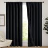 imageNICETOWN Full Shade Curtain Panels Pair of Energy Smart Rod Pocket Blackout Drapes for Guest Room Window Thermal Insulated Guest Room Lined Window DressingSilver Grey 52 x 72 inchBlack