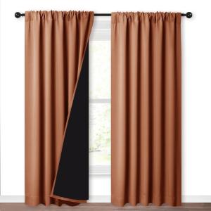 imageNICETOWN Full Shade Curtain Panels Pair of Energy Smart Rod Pocket Blackout Drapes for Guest Room Window Thermal Insulated Guest Room Lined Window DressingSilver Grey 52 x 72 inchBurnt Orange