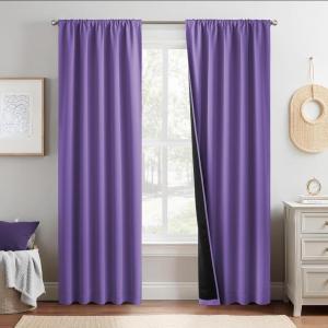 imageNICETOWN Full Shade Curtain Panels Pair of Energy Smart Rod Pocket Blackout Drapes for Guest Room Window Thermal Insulated Guest Room Lined Window DressingSilver Grey 52 x 72 inchLilac Purple