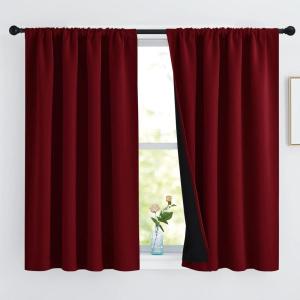 imageNICETOWN Full Shade Curtain Panels Pair of Energy Smart Rod Pocket Blackout Drapes for Guest Room Window Thermal Insulated Guest Room Lined Window DressingSilver Grey 52 x 72 inchBurgundy Red
