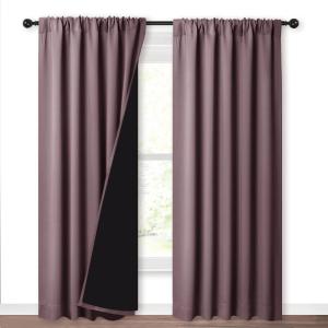imageNICETOWN Full Shade Curtain Panels Pair of Energy Smart Rod Pocket Blackout Drapes for Guest Room Window Thermal Insulated Guest Room Lined Window DressingSilver Grey 52 x 72 inchDry Rose