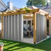 imageNICETOWN 2 Panels Weighted Blackout Cabana Curtains Outdoor Patio W52 x L84 Windproof Top amp Bottom Grommet amp Back Tab Thermal Heavyweight Drapes Keep Privacy for YardPorch Biscotti BeigeSilver Grey