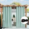 imageNICETOWN 2 Panels Weighted Blackout Cabana Curtains Outdoor Patio W52 x L84 Windproof Top amp Bottom Grommet amp Back Tab Thermal Heavyweight Drapes Keep Privacy for YardPorch Biscotti BeigeAqua Blue