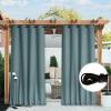 imageNICETOWN 2 Panels Weighted Blackout Cabana Curtains Outdoor Patio W52 x L84 Windproof Top amp Bottom Grommet amp Back Tab Thermal Heavyweight Drapes Keep Privacy for YardPorch Biscotti BeigeGreyish Blue