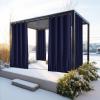 imageNICETOWN 2 Panels Weighted Blackout Cabana Curtains Outdoor Patio W52 x L84 Windproof Top amp Bottom Grommet amp Back Tab Thermal Heavyweight Drapes Keep Privacy for YardPorch Biscotti BeigeDark Blue