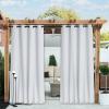 imageNICETOWN 2 Panels Weighted Blackout Cabana Curtains Outdoor Patio W52 x L84 Windproof Top amp Bottom Grommet amp Back Tab Thermal Heavyweight Drapes Keep Privacy for YardPorch Biscotti BeigeGreyish White
