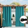 imageNICETOWN 2 Panels Weighted Blackout Cabana Curtains Outdoor Patio W52 x L84 Windproof Top amp Bottom Grommet amp Back Tab Thermal Heavyweight Drapes Keep Privacy for YardPorch Biscotti BeigePeacock Teal