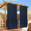 imageNICETOWN 2 Panels Weighted Blackout Cabana Curtains Outdoor Patio W52 x L84 Windproof Top amp Bottom Grommet amp Back Tab Thermal Heavyweight Drapes Keep Privacy for YardPorch Biscotti BeigeNavy Blue