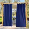 imageNICETOWN 2 Panels Weighted Blackout Cabana Curtains Outdoor Patio W52 x L84 Windproof Top amp Bottom Grommet amp Back Tab Thermal Heavyweight Drapes Keep Privacy for YardPorch Biscotti BeigeBlue