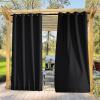 imageNICETOWN 2 Panels Weighted Blackout Cabana Curtains Outdoor Patio W52 x L84 Windproof Top amp Bottom Grommet amp Back Tab Thermal Heavyweight Drapes Keep Privacy for YardPorch Biscotti BeigeBlack