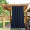 imageNICETOWN 2 Panels Weighted Blackout Cabana Curtains Outdoor Patio W52 x L84 Windproof Top amp Bottom Grommet amp Back Tab Thermal Heavyweight Drapes Keep Privacy for YardPorch Biscotti BeigeNavy Blue