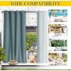 imageNICETOWN 2 Panels Weighted Blackout Cabana Curtains Outdoor Patio W52 x L84 Windproof Top amp Bottom Grommet amp Back Tab Thermal Heavyweight Drapes Keep Privacy for YardPorch Biscotti BeigeGreyish Blue