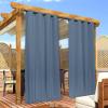 imageNICETOWN 2 Panels Weighted Blackout Cabana Curtains Outdoor Patio W52 x L84 Windproof Top amp Bottom Grommet amp Back Tab Thermal Heavyweight Drapes Keep Privacy for YardPorch Biscotti BeigeStone Blue