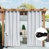 imageNICETOWN 2 Panels Weighted Blackout Cabana Curtains Outdoor Patio W52 x L84 Windproof Top amp Bottom Grommet amp Back Tab Thermal Heavyweight Drapes Keep Privacy for YardPorch Biscotti BeigeGreyish White