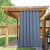 imageNICETOWN 2 Panels Weighted Blackout Cabana Curtains Outdoor Patio W52 x L84 Windproof Top amp Bottom Grommet amp Back Tab Thermal Heavyweight Drapes Keep Privacy for YardPorch Biscotti BeigeStone Blue
