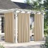 imageNICETOWN 2 Panels Weighted Blackout Cabana Curtains Outdoor Patio W52 x L84 Windproof Top amp Bottom Grommet amp Back Tab Thermal Heavyweight Drapes Keep Privacy for YardPorch Biscotti BeigeBiscotti Beige