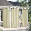 imageNICETOWN 2 Panels Weighted Blackout Cabana Curtains Outdoor Patio W52 x L84 Windproof Top amp Bottom Grommet amp Back Tab Thermal Heavyweight Drapes Keep Privacy for YardPorch Biscotti BeigeLight Beige