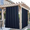 imageNICETOWN 2 Panels Weighted Blackout Cabana Curtains Outdoor Patio W52 x L84 Windproof Top amp Bottom Grommet amp Back Tab Thermal Heavyweight Drapes Keep Privacy for YardPorch Biscotti BeigeNavy Blue