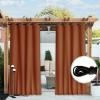imageNICETOWN 2 Panels Weighted Blackout Cabana Curtains Outdoor Patio W52 x L84 Windproof Top amp Bottom Grommet amp Back Tab Thermal Heavyweight Drapes Keep Privacy for YardPorch Biscotti BeigeBurnt Orange