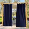 imageNICETOWN 2 Panels Weighted Blackout Cabana Curtains Outdoor Patio W52 x L84 Windproof Top amp Bottom Grommet amp Back Tab Thermal Heavyweight Drapes Keep Privacy for YardPorch Biscotti BeigeDark Blue