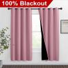 imageNICETOWN Crystal Pink Full Shade Curtain Panels Pair of Thermal Insulated amp Energy Efficiency Blackout Curtains for Living Room Windows Lined Silky Performance Window Dressing 46 Wide x 72 Long