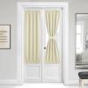 imageNICETOWN Door Curtain Panel Grey French Door Curtains Blackout Thermal Insulated Curtain Sidelight Privacy for WindowLiving RoomDoorwaysClassroom 25W by 72L inches 1 PanelLight Beige