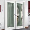 imageNICETOWN Door Curtain Panel Grey French Door Curtains Blackout Thermal Insulated Curtain Sidelight Privacy for WindowLiving RoomDoorwaysClassroom 25W by 72L inches 1 PanelGreyish Green