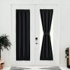 imageNICETOWN Door Curtain Panel Grey French Door Curtains Blackout Thermal Insulated Curtain Sidelight Privacy for WindowLiving RoomDoorwaysClassroom 25W by 72L inches 1 PanelBlack