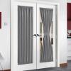 imageNICETOWN Door Curtain Panel Grey French Door Curtains Blackout Thermal Insulated Curtain Sidelight Privacy for WindowLiving RoomDoorwaysClassroom 25W by 72L inches 1 PanelSilver Grey