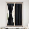 imageNICETOWN Door Curtain Panel Grey French Door Curtains Blackout Thermal Insulated Curtain Sidelight Privacy for WindowLiving RoomDoorwaysClassroom 25W by 72L inches 1 PanelBlack