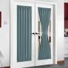 imageNICETOWN Door Curtain Panel Grey French Door Curtains Blackout Thermal Insulated Curtain Sidelight Privacy for WindowLiving RoomDoorwaysClassroom 25W by 72L inches 1 PanelGreyish Blue