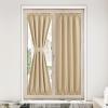 imageNICETOWN Door Curtain Panel Grey French Door Curtains Blackout Thermal Insulated Curtain Sidelight Privacy for WindowLiving RoomDoorwaysClassroom 25W by 72L inches 1 PanelBiscotti Beige