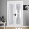 imageNICETOWN Door Curtain Panel Grey French Door Curtains Blackout Thermal Insulated Curtain Sidelight Privacy for WindowLiving RoomDoorwaysClassroom 25W by 72L inches 1 PanelGreyish White