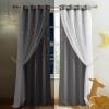 imageNICETOWN Girls Curtains for Bedroom Kids Room Decor White Mosquito Net amp Blackout Ombre Drapes Mix amp Match Star Cut Curtain Panels for Nursery Teal amp Purple Each is W52 x L84 Sold by 2 PCsMoon Star  Grey
