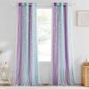 imageNICETOWN Girls Curtains for Bedroom Kids Room Decor White Mosquito Net amp Blackout Ombre Drapes Mix amp Match Star Cut Curtain Panels for Nursery Teal amp Purple Each is W52 x L84 Sold by 2 PCsTeal  Purple