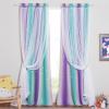 imageNICETOWN Girls Curtains for Bedroom Kids Room Decor White Mosquito Net amp Blackout Ombre Drapes Mix amp Match Star Cut Curtain Panels for Nursery Teal amp Purple Each is W52 x L84 Sold by 2 PCsTeal  Purple