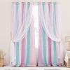 imageNICETOWN Girls Curtains for Bedroom Kids Room Decor White Mosquito Net amp Blackout Ombre Drapes Mix amp Match Star Cut Curtain Panels for Nursery Teal amp Purple Each is W52 x L84 Sold by 2 PCsBlue  Purple  Pink