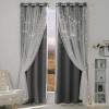 imageNICETOWN Girls Curtains for Bedroom Kids Room Decor White Mosquito Net amp Blackout Ombre Drapes Mix amp Match Star Cut Curtain Panels for Nursery Teal amp Purple Each is W52 x L84 Sold by 2 PCsMoon Star  Grey