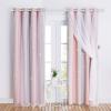 imageNICETOWN Girls Curtains for Bedroom Kids Room Decor White Mosquito Net amp Blackout Ombre Drapes Mix amp Match Star Cut Curtain Panels for Nursery Teal amp Purple Each is W52 x L84 Sold by 2 PCsPink  Grey