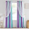 imageNICETOWN Girls Curtains for Bedroom Kids Room Decor White Mosquito Net amp Blackout Ombre Drapes Mix amp Match Star Cut Curtain Panels for Nursery Teal amp Purple Each is W52 x L84 Sold by 2 PCsTeal  Purple